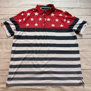 Walter Hagen 11 USA  American Flag Short Sleeve Polo Golf Shirt Men's Size L